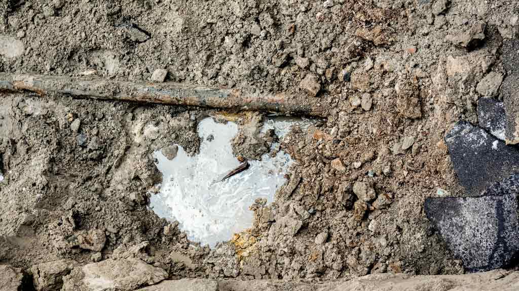 Leaking underground water pipe