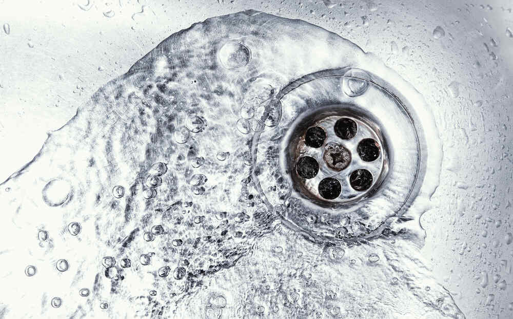 Water going down a kitchen drain
